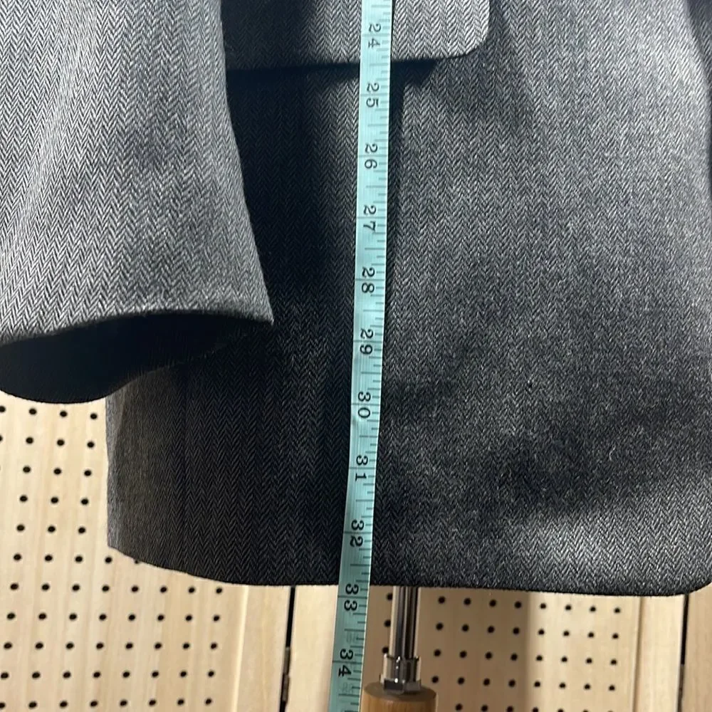 New‎ England Sport Coat Mens 46L Gray Herringbone Lambswool Two Button Blazer